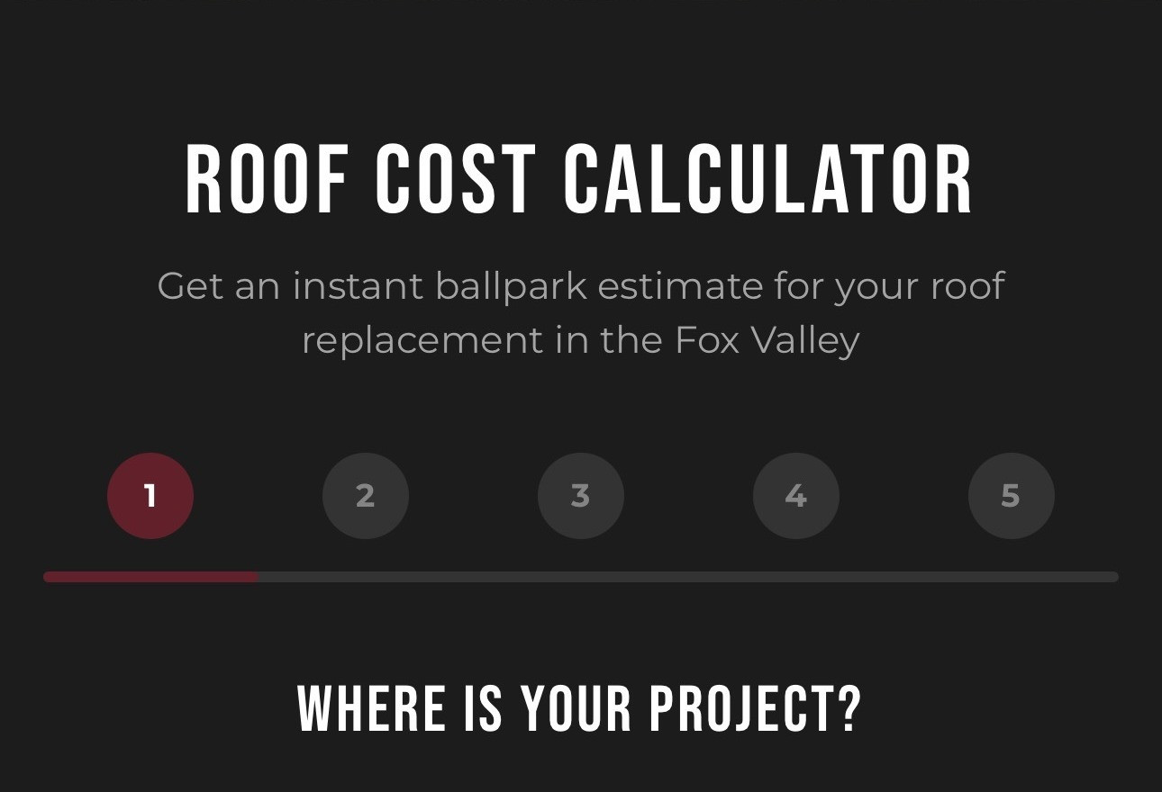 Detail of the Algoma Roofing & Metal roof cost calculator first step
