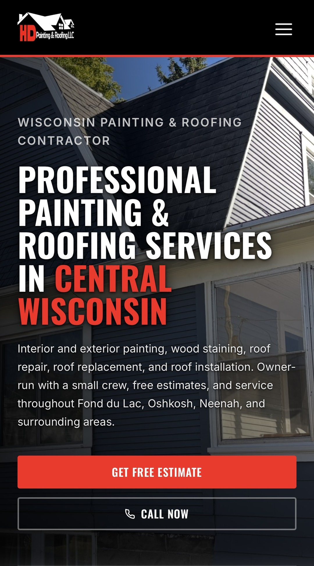 HD Painting & Roofing homepage hero